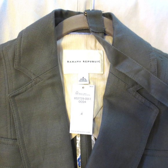 Banana Republic Olive Green Linen Safari Vest NWT size 4 - Picture 6 of 7